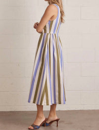 Entro - Striped Sleeveless Midi Dress