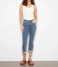 Charlie B - Cropped Flare Jeans With Floral Hem