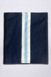 Powder Puff Collection Women's Cashmere Gaitor Neck Warmer in navy and cream stripe - women's scarf