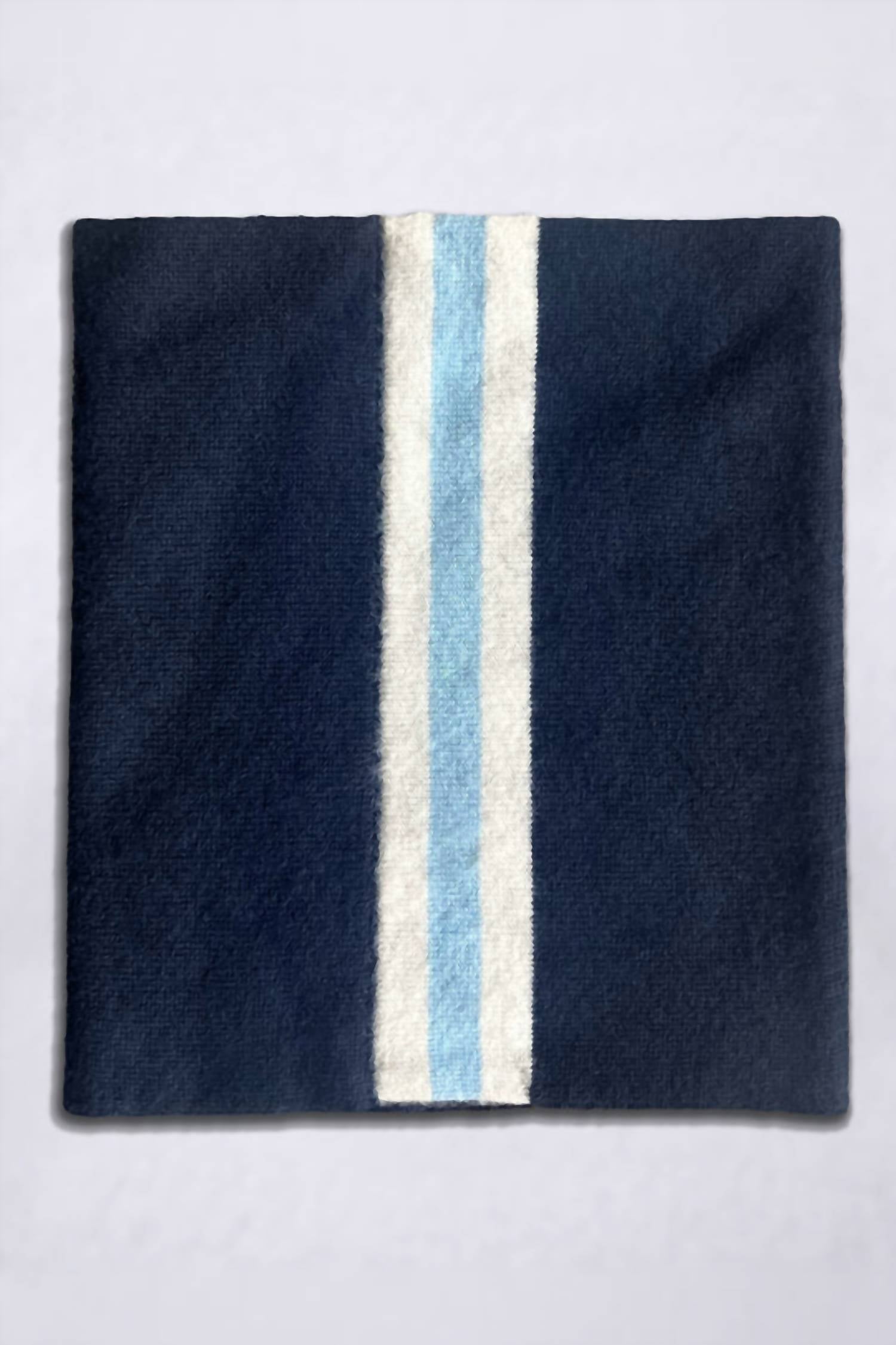 Powder Puff Collection Women's Cashmere Gaitor Neck Warmer in navy and cream stripe - women's scarf