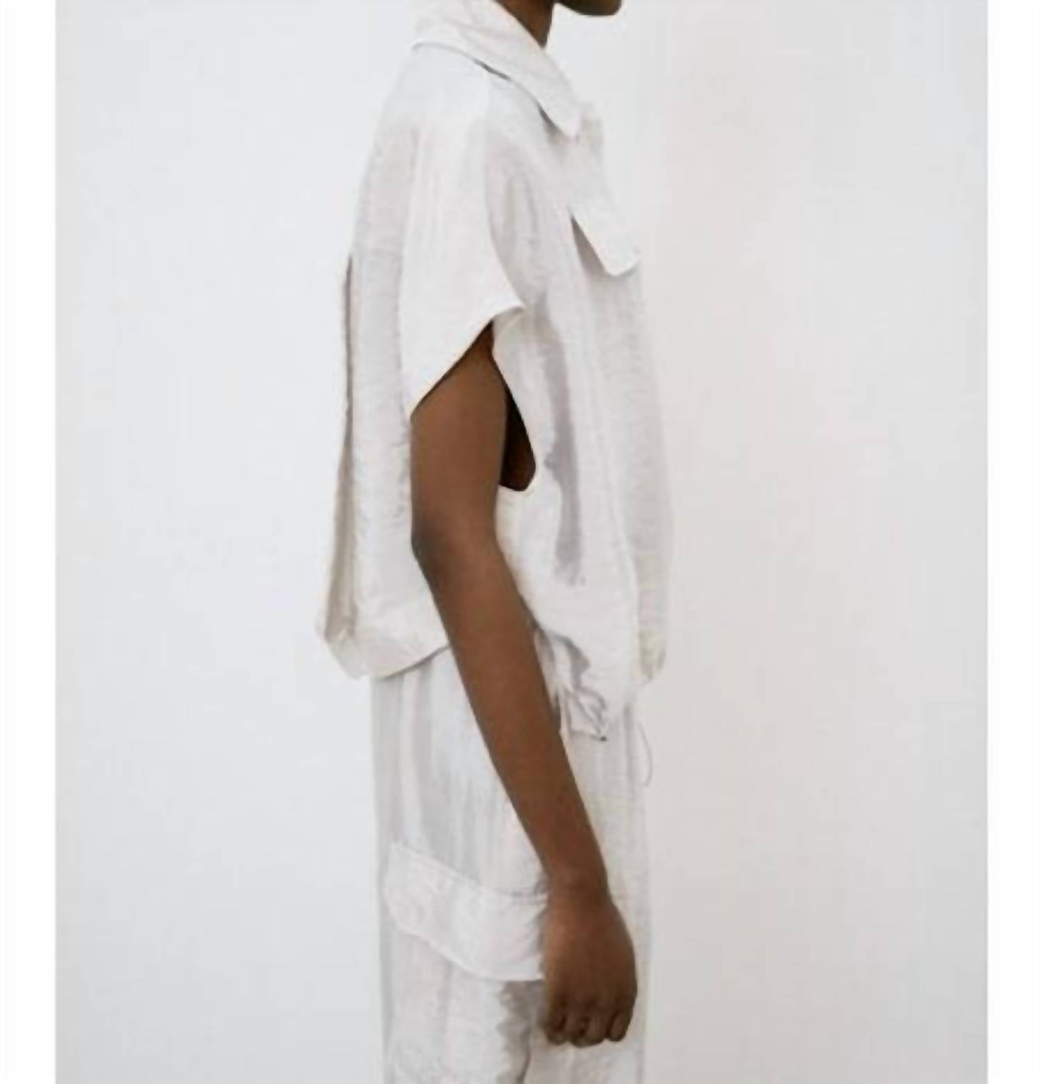 Meimeij - Satin Short Sleeve Collar Shirt