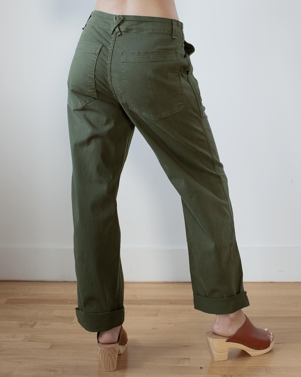 ASKK NY Women's Chino Twill Pant in army green - women's pants - alternate view