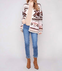 Charlie B - Space Dye Jacquard Cardigan