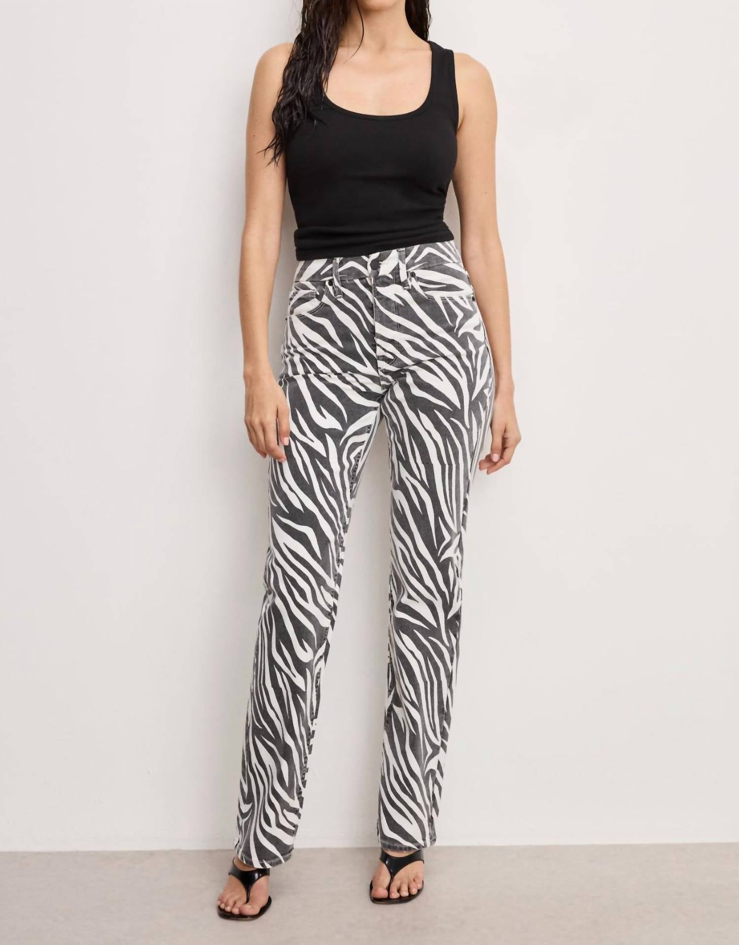 Good American - Zebra Good Icon Straight Jeans