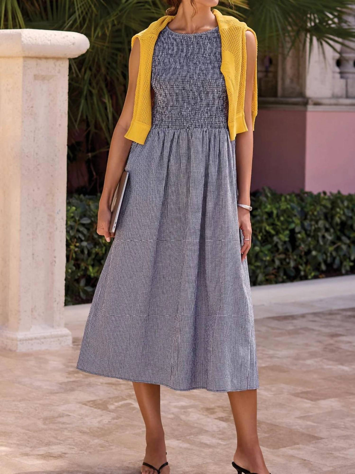 Tribal - Ruched Bodice Sleeveless Dress