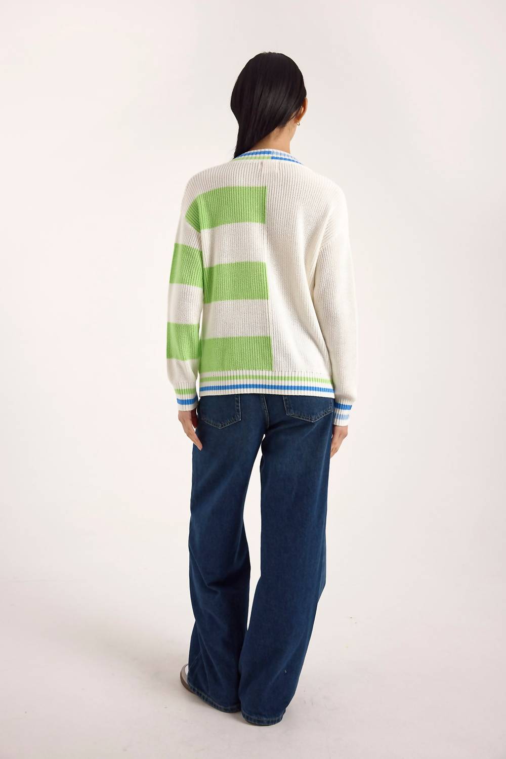 Brodie Cashmere - Valerie Stripe V-neck Sweater