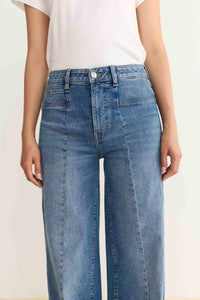 Warp + Weft Women's Knit Wide Leg Jeans in everafter blue - women's jeans - view 4
