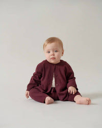 MarMar Copenhagen Taki Merino Sweater Cardigan in deep mulberry - kids' sweater