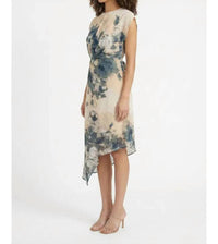 Donna Morgan - Asymmetrical Cap Sleeve Floral Dress