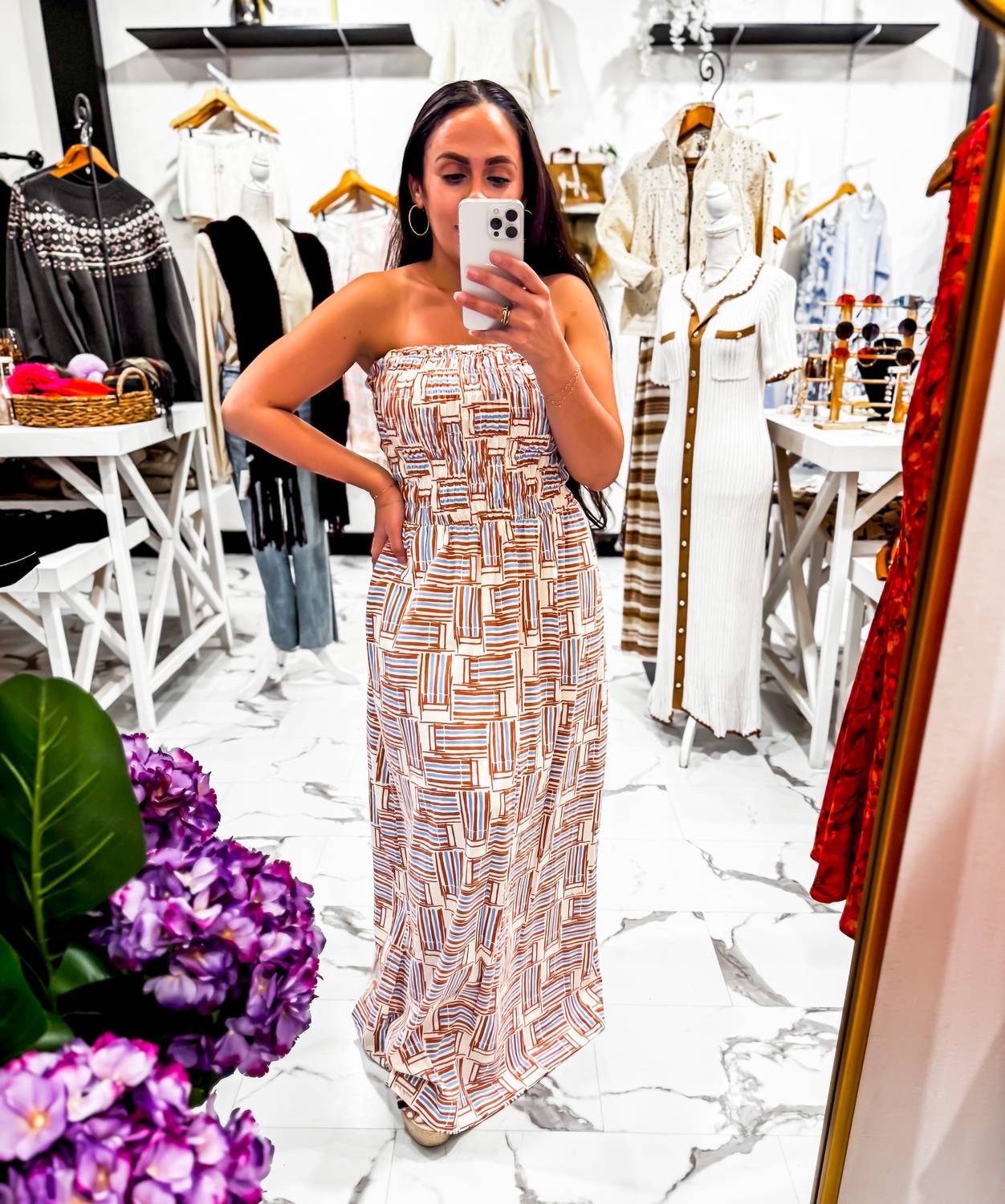 Dress To - Women's Salt Air Print Smock Maxi Dress