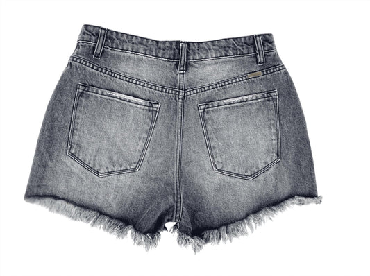 Kancan - High Rise Frayed Hem Denim Shorts