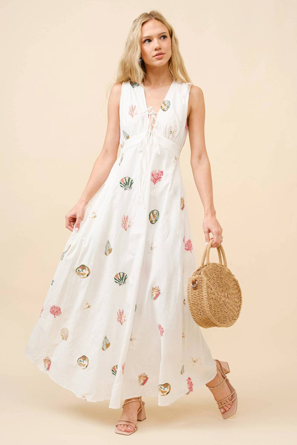 Blue B - Seaside Shell Embroidered Dress