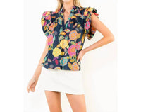 Thml - Ruffle Sleeves Floral Print Top