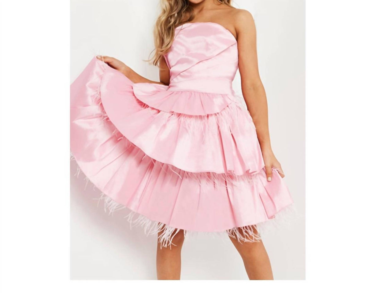 Jovani - Fit And Flare Ruffle Skirt Dress