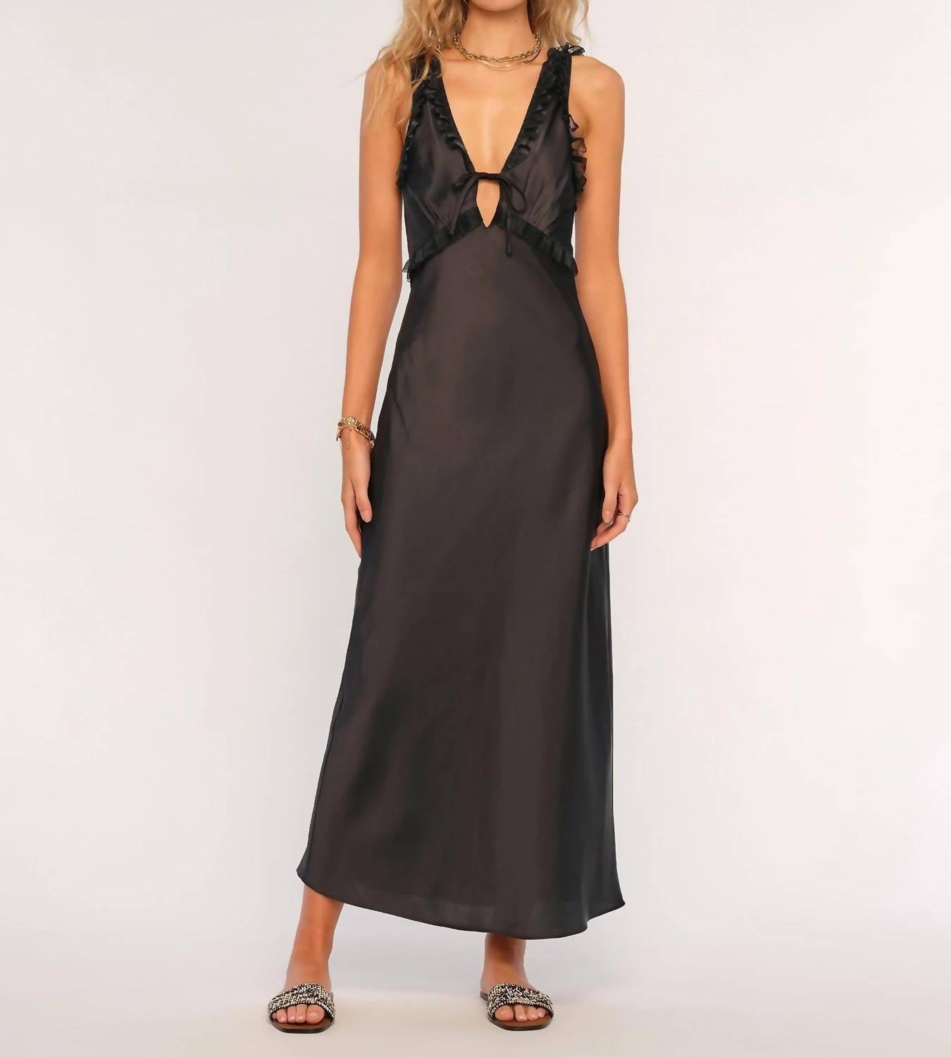 Heartloom - Arlington Ruffle Trim Silk Dress