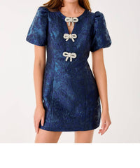 Lilly Pulitzer Amelie Shift Romper Mini Dress in low tide navy nightshade brocade - women's dress