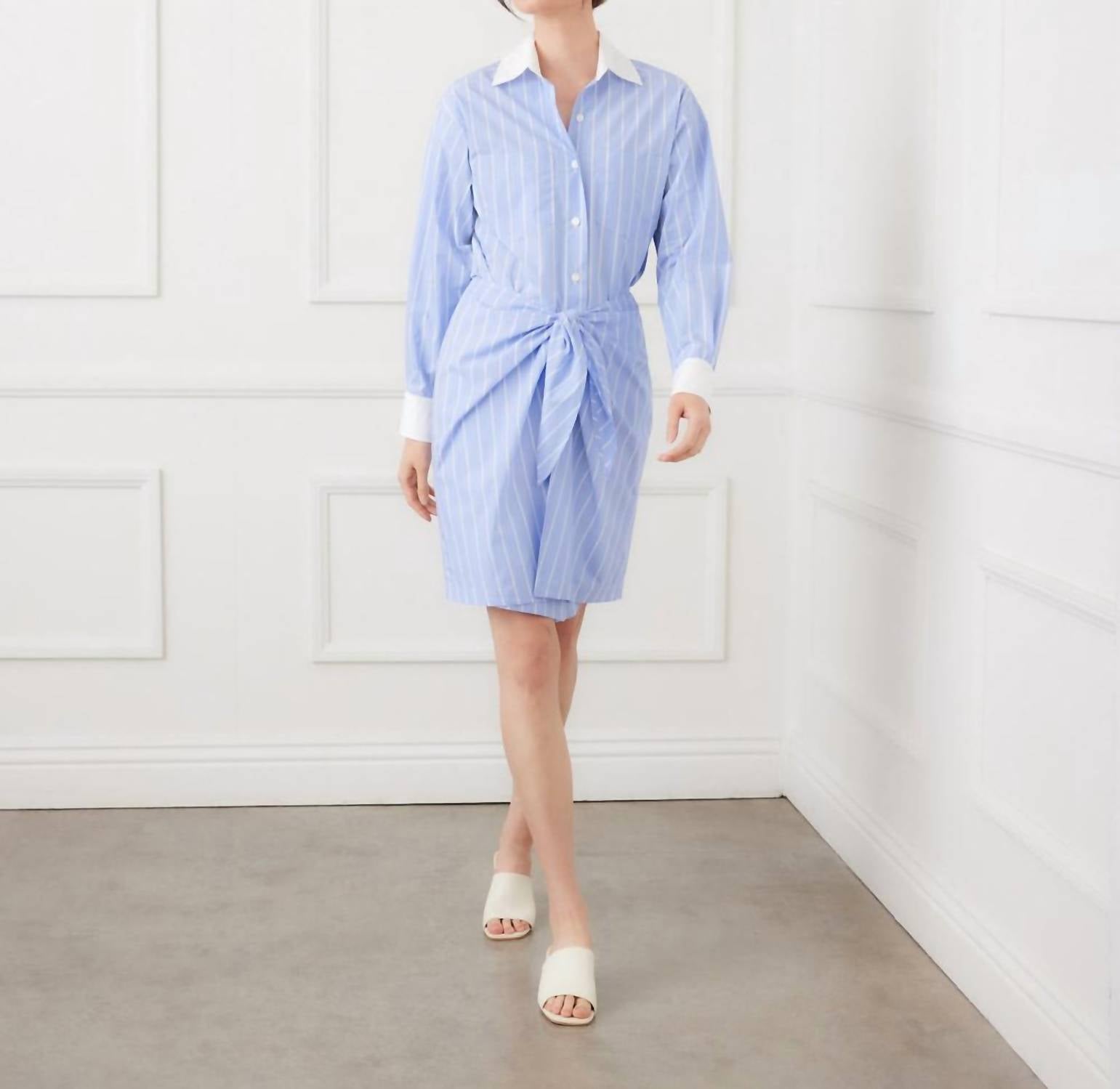 Karen Kane - Stripe Faux Wrap Shirtdress
