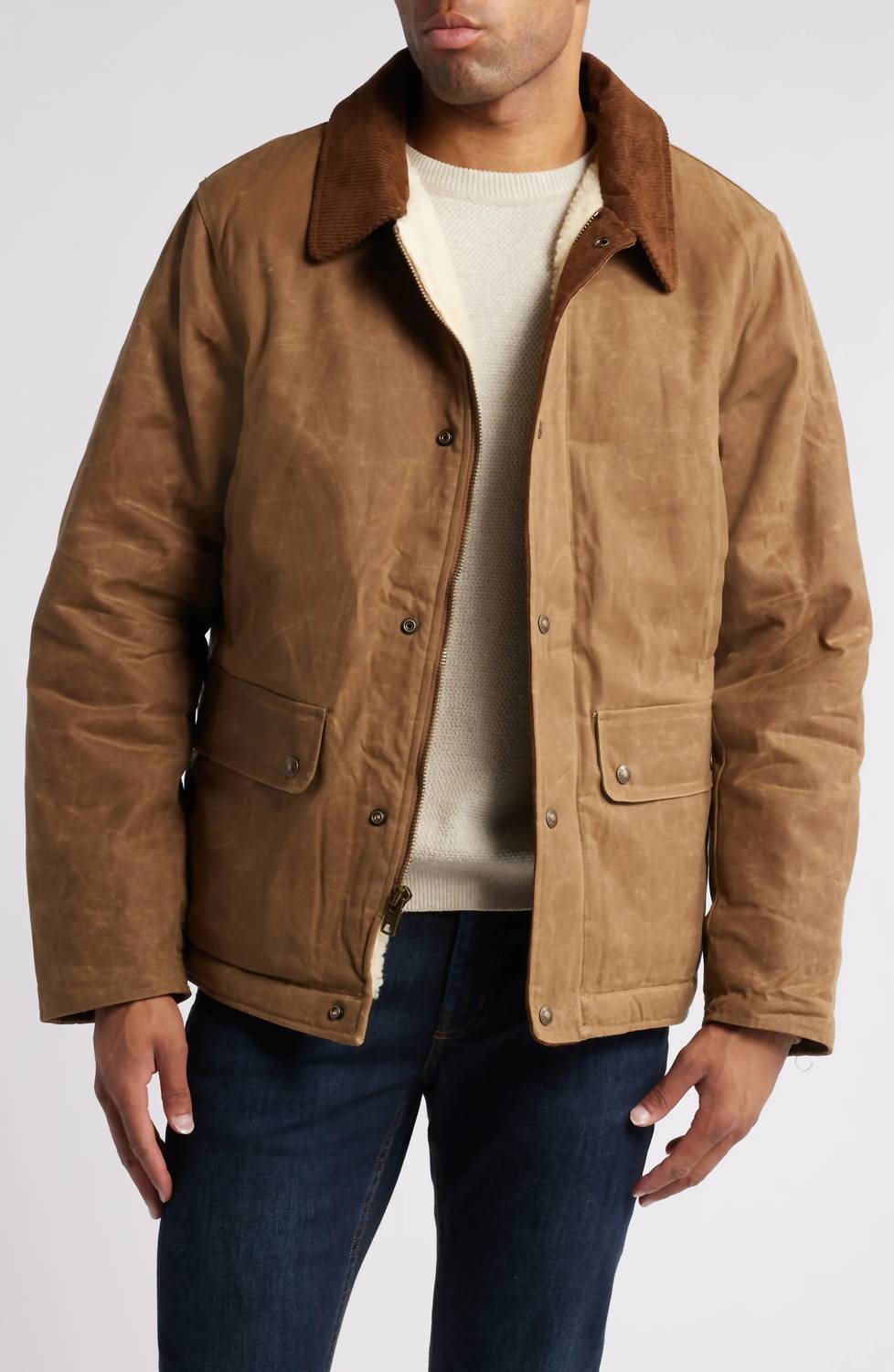 Schott N.Y.C. Waxed Cotton Country Jacket in khaki - men's jacket