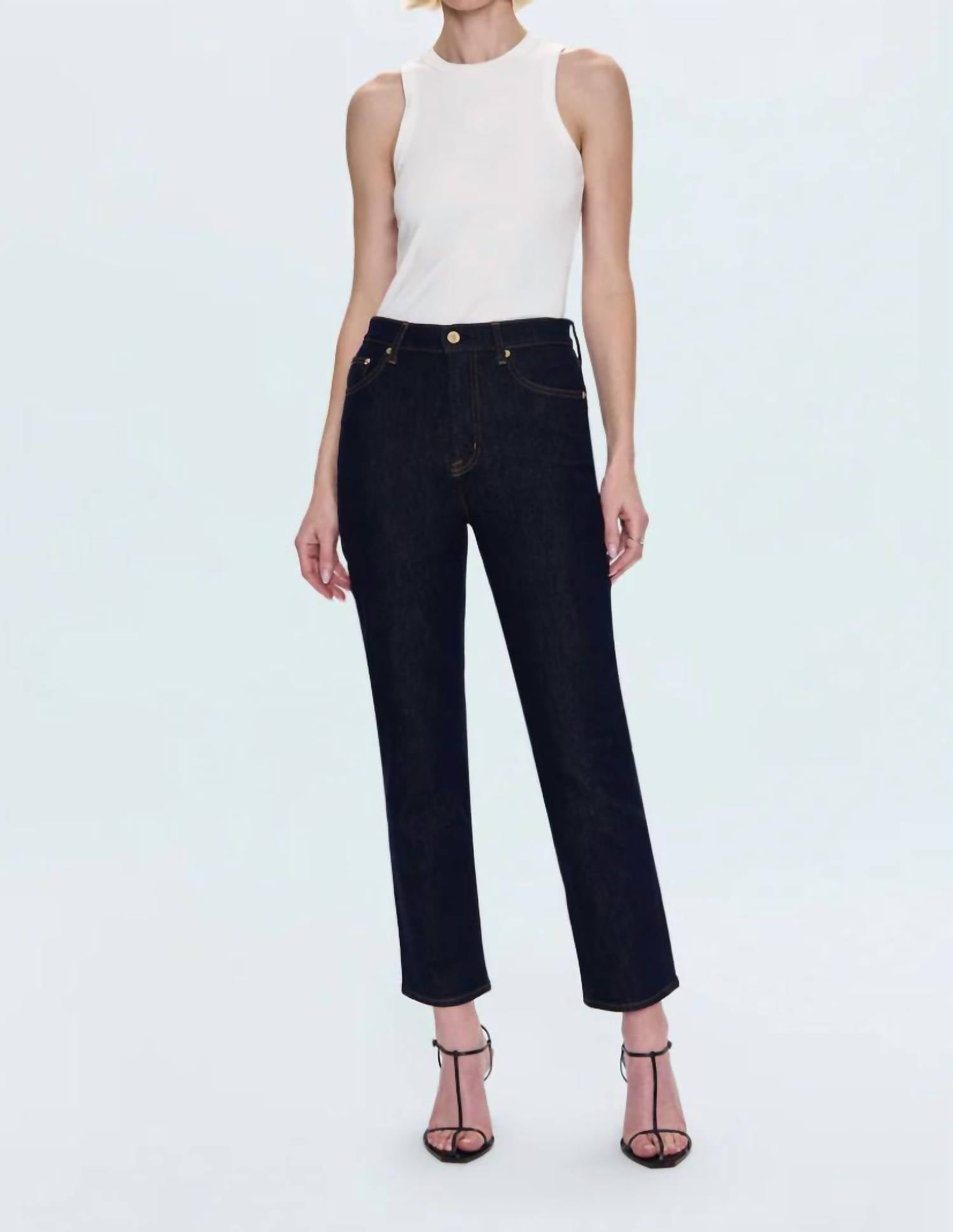PISTOLA Bri Ankle High Rise Slim Straight Leg Jeans in nightfall - women's jeans