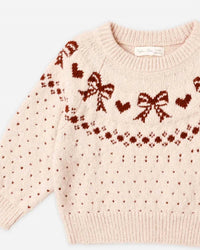Rylee + Cru - Girls' Fair Isle Bows Sweater