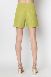 ZETAYE Celeste Linen Cotton Short in green - women's shorts - detail view