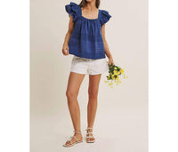 In February - Cotton Poplin Ruffle Sleeve Top