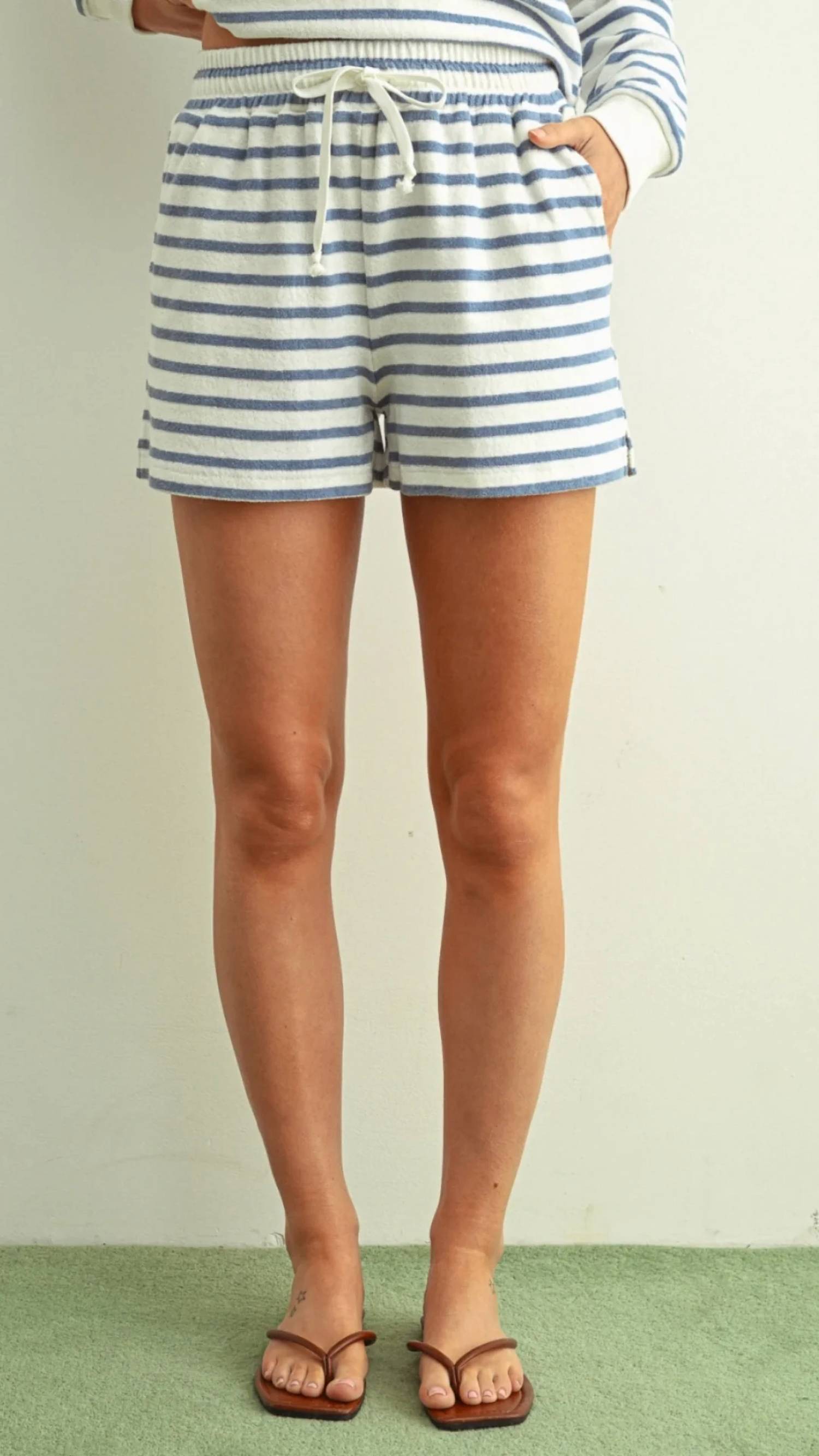 Miou Muse - Striped Terry Top And Shorts Set