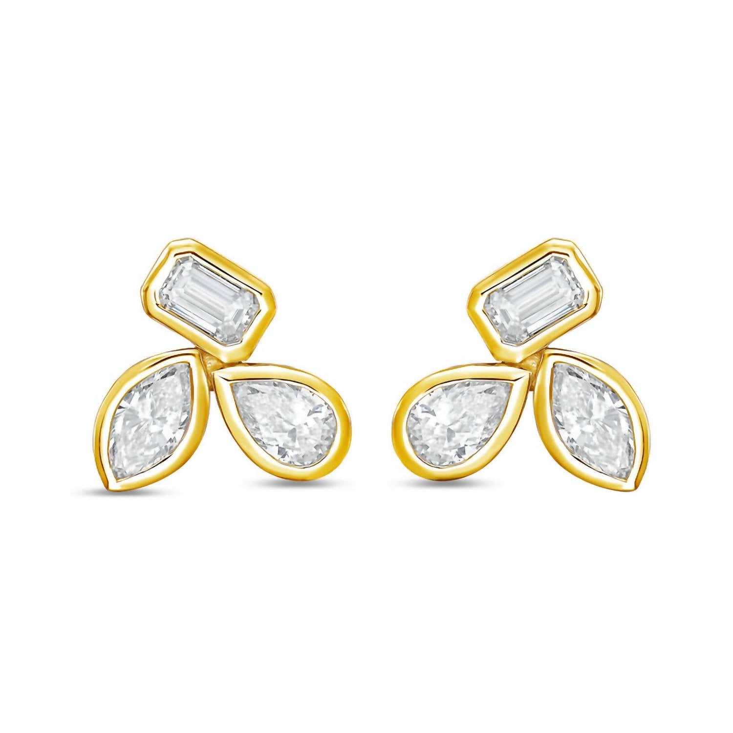 Diana M Jewels - Women's Emerald, Pear & Marquise Lab-Grown Diamond Stud Earrings (4.00 Ct) - Signature Plus