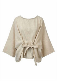 P.CILL Women's Luxe Linen Tie-front Blouse in natural - women's blouse