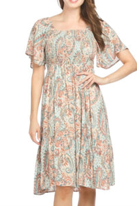 Papillon - Smocked Off The Shoulder Puff Sleeve Dress
