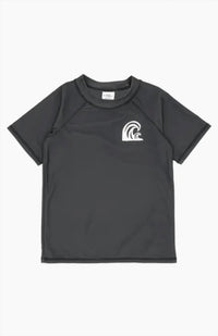 feather 4 arrow Barrel Short Sleeve Rashguard in charcoal - kids' item - detail view
