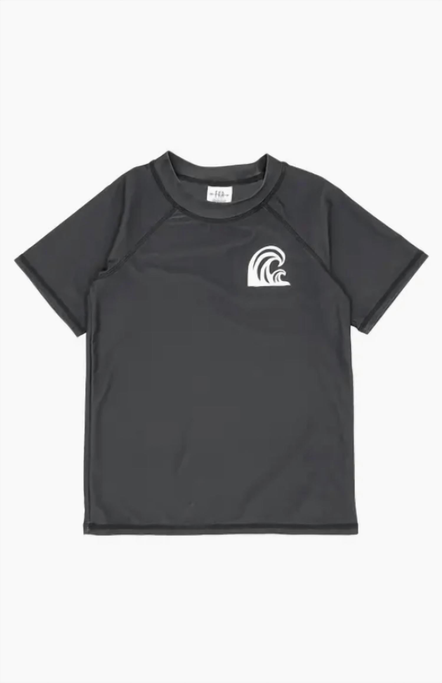 feather 4 arrow Barrel Short Sleeve Rashguard in charcoal - kids' item - detail view