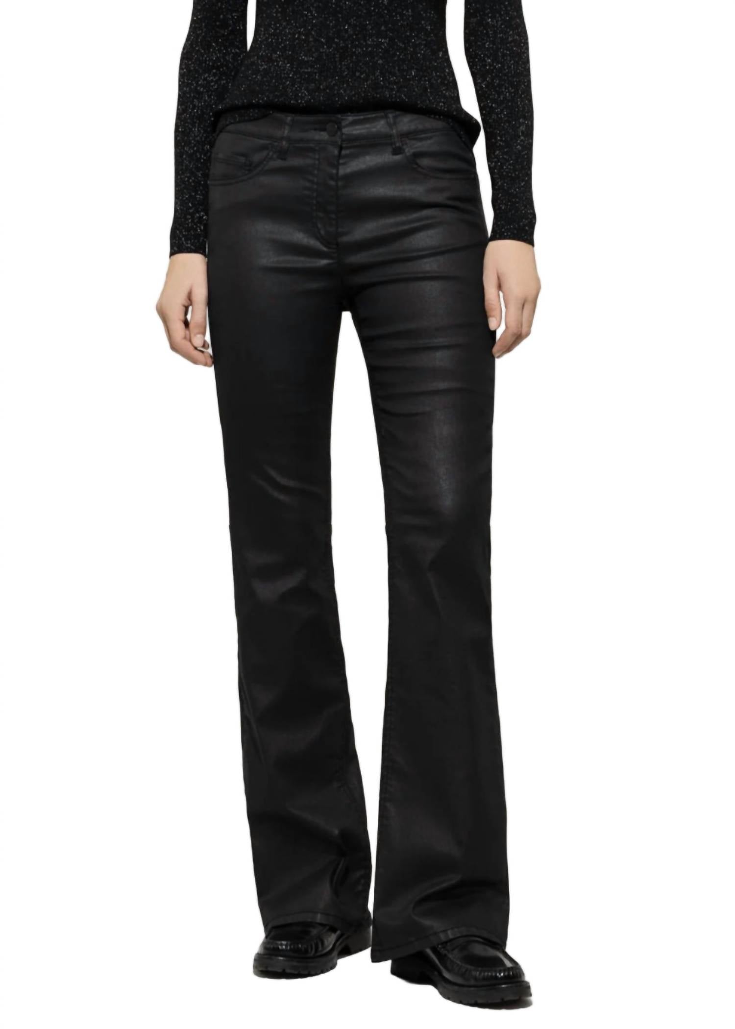 LUISA CERANO Leather Look Flared Pants in black - women's pants