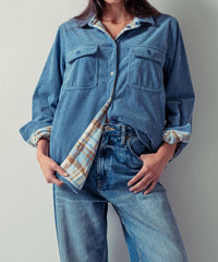 Urban Daizy - Corduroy Flannel Lined Reversible Shacket