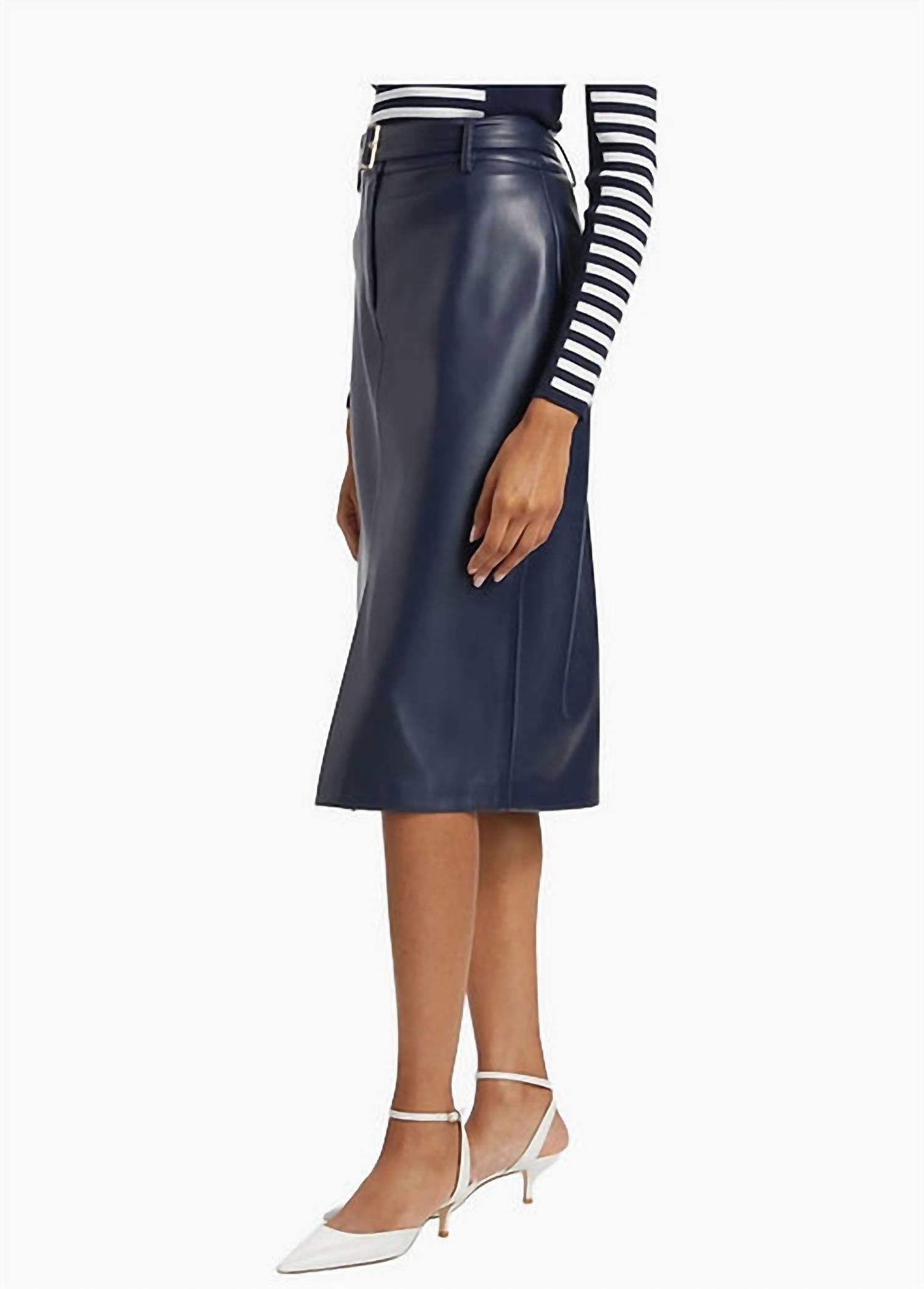 Elie Tahari - Kris Belted Faux Leather Skirt
