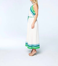 CIEBON Mavis Striped Halter Midi Dress in cream multi - women's dress - detail view
