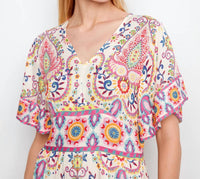 Charlie B - Carnival Colored Flutter Sleeves Dress