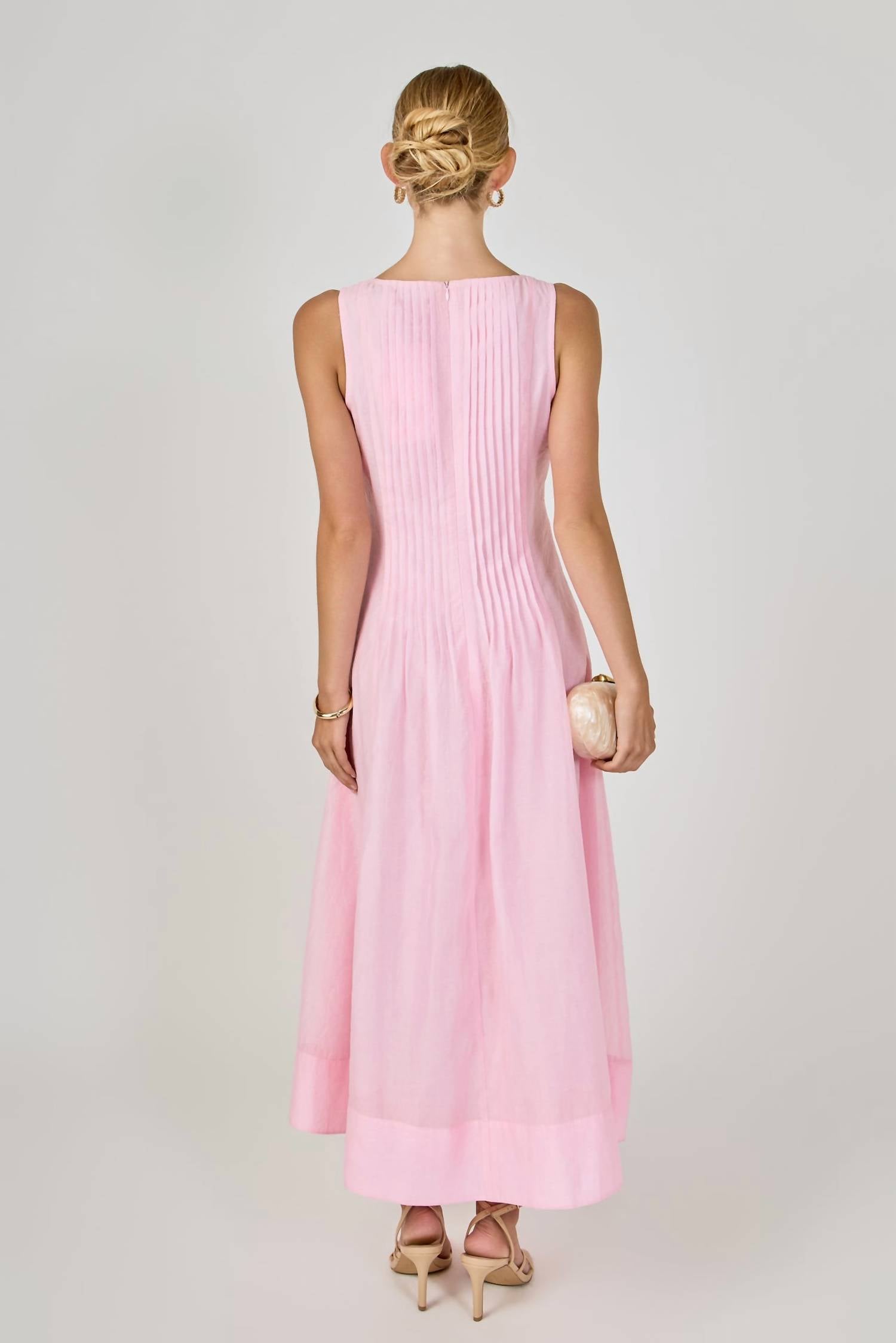 2.7 AUGUST APPAREL Julia Midi Dress in pink - women's dress - detail view