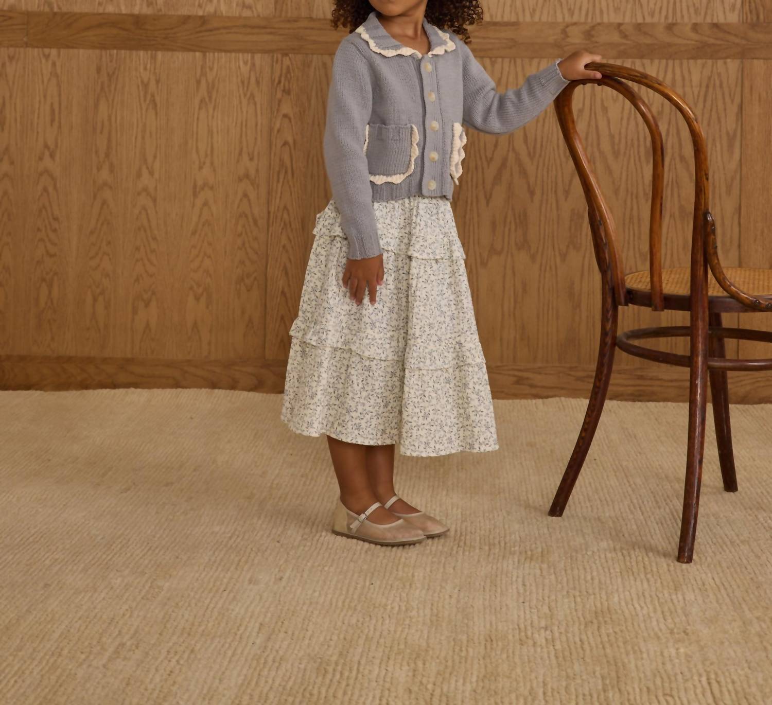 Rylee + Cru - Girl's Ruffled Vines Midi Skirt