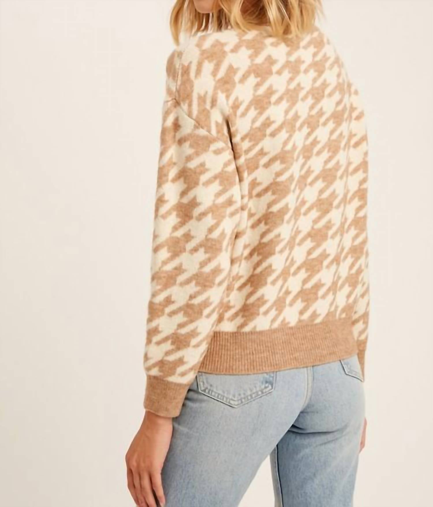 Listicle - Houndstooth plaid pullover knit sweater