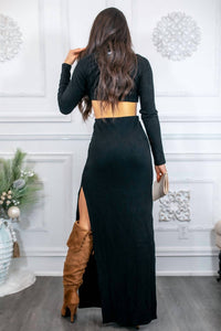 Surelymine - O Ring Cut Out Side Slits Sweater Dress
