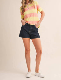 &Merci - Striped Short Sleeve Sweater