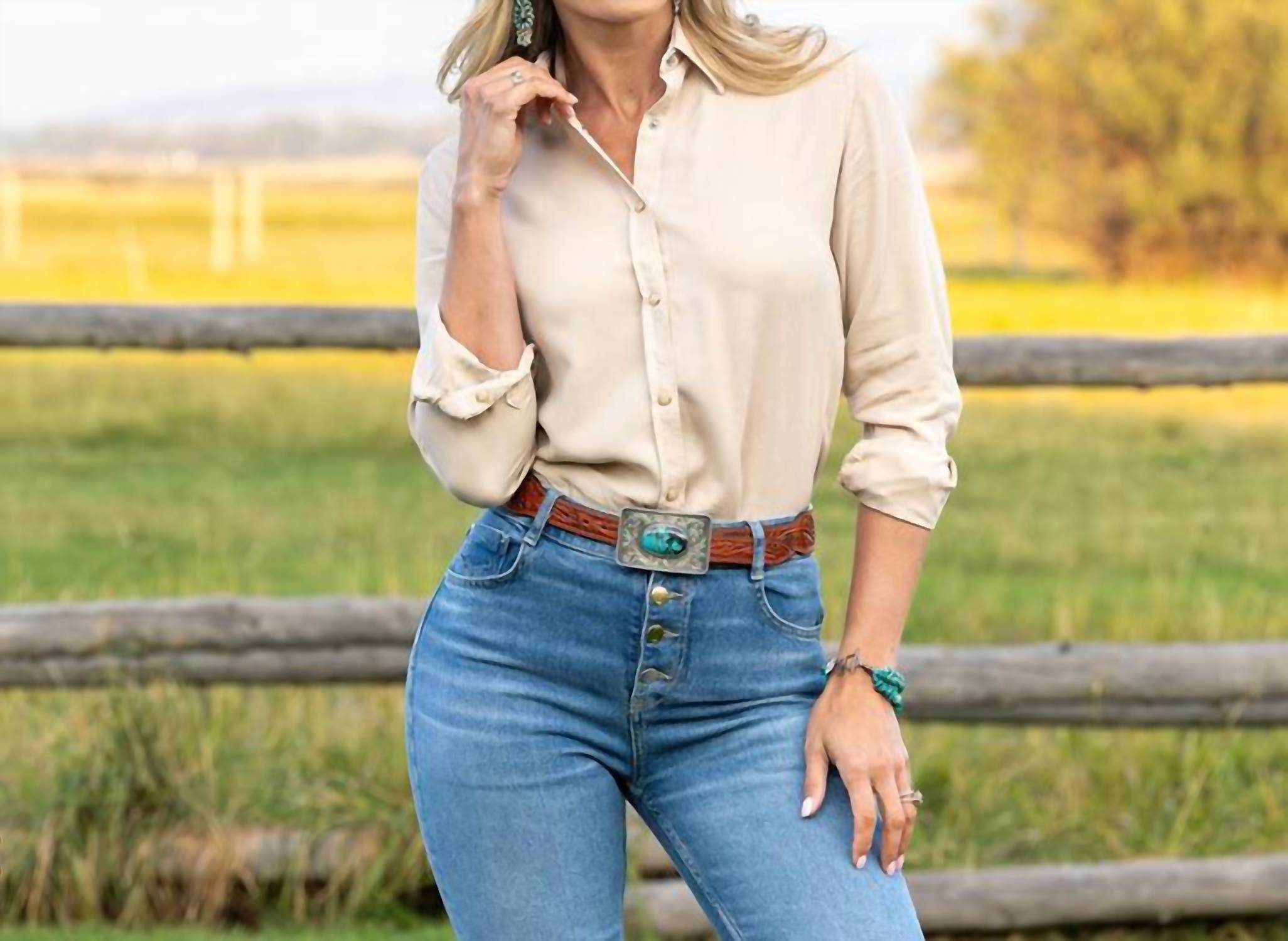 Madison Creek Outfitters Women's Claire Tencel Shirt in ivory - women's long sleeve top
