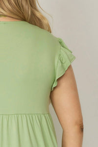 entro Tiered Ruffle Babydoll Top in sage - women's shirt - view 5