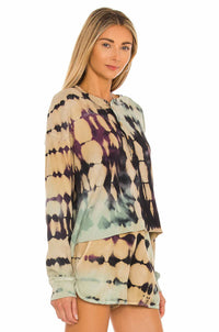 DAYDREAMER Thermal Henley Tee in tie dye - women's long sleeve top - alternate view