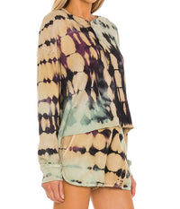 DAYDREAMER Thermal Henley Tee in tie dye - women's long sleeve top - detail view
