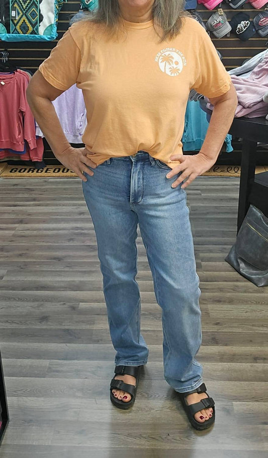 Judy Blue - Tummy Control Contrast Wash Straight Blue Jeans