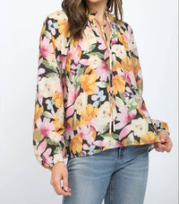 Fate - Bold Floral Ruffled High Neck Blouse