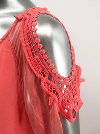 M Made In Italy - Women's Casey Crochet Split Short Sleeve Flowy Top