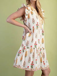 Gigio - Floral Ruffle Sleeve Mini Dress